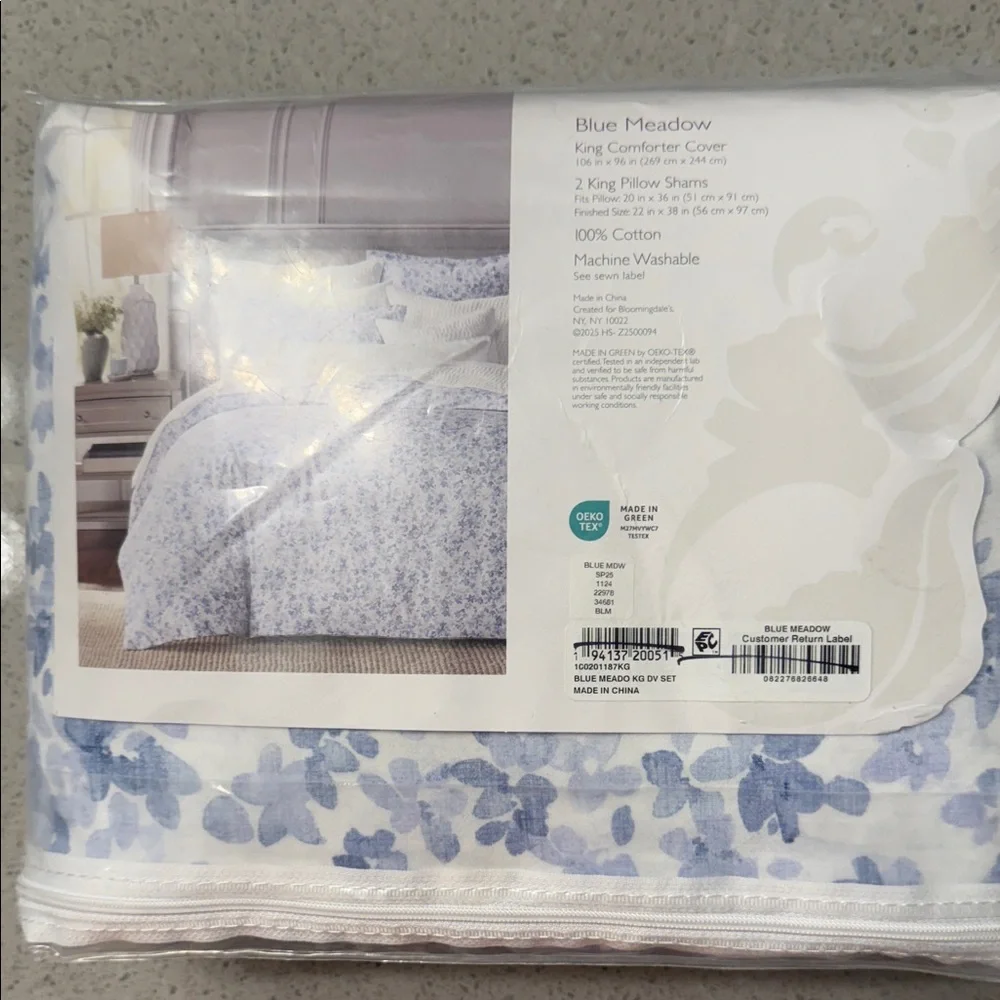 Sky Blue Floral Duvet Cover